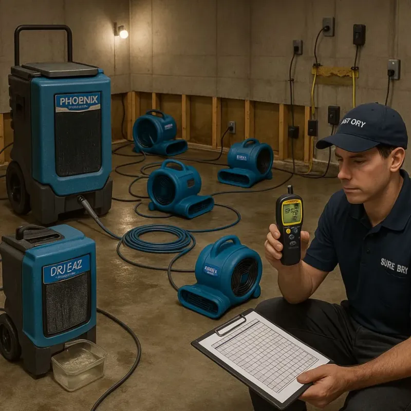 Structural Drying and Dehumidification process in Huntington Beach, CA